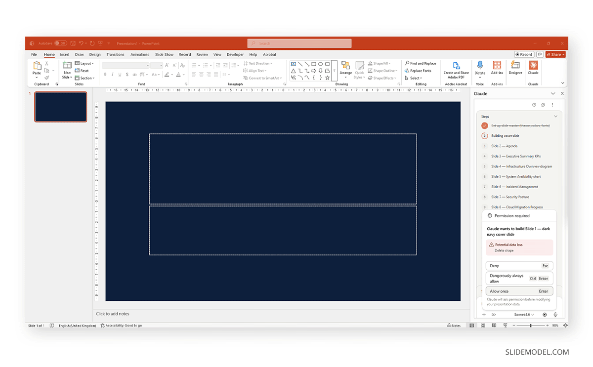 Permission window in Claude MCP PowerPoint