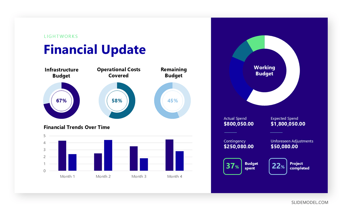 Financial update slide on a steering committee presentation