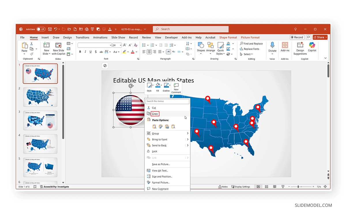 Duplicating slide elements in PowerPoint
