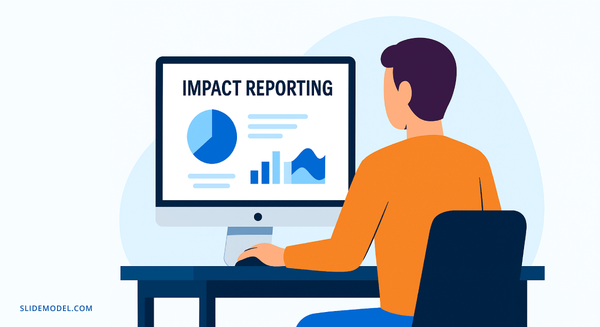 Impact reporting slide design in a PC for a nonprofit presentation