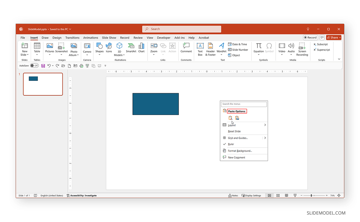 PowerPoint Paste via Contextual Menu