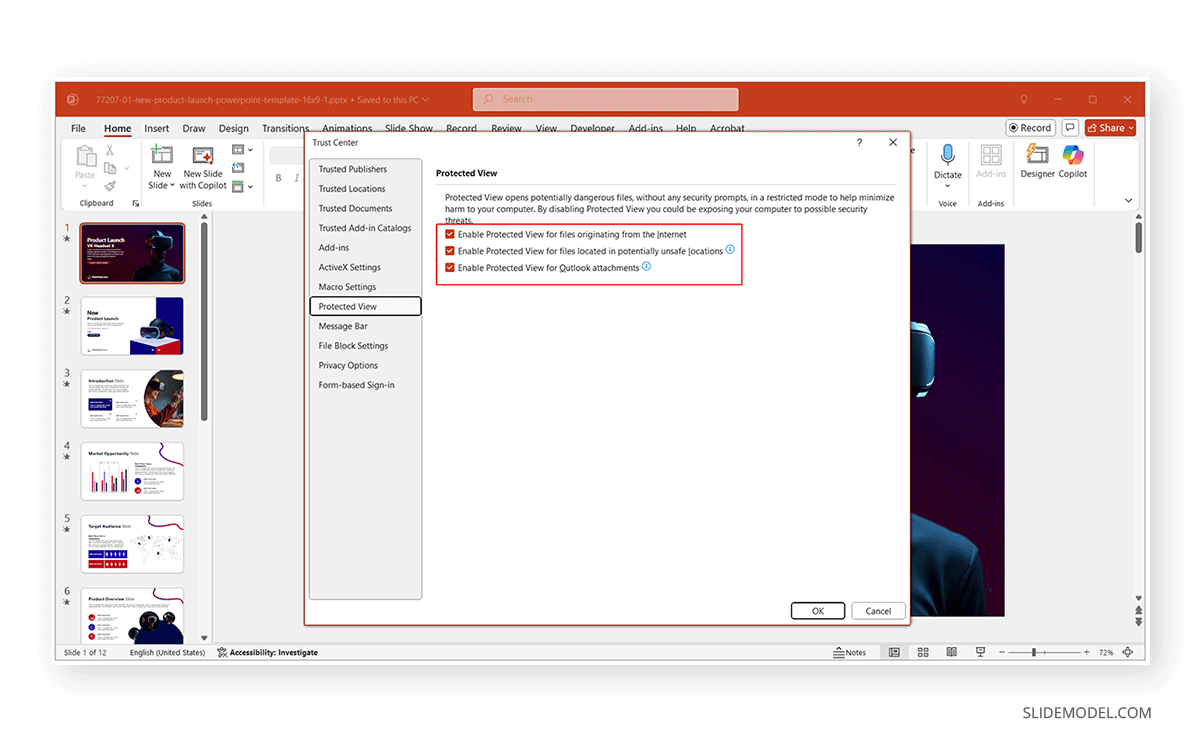 How to check PowerPoint Trust Center