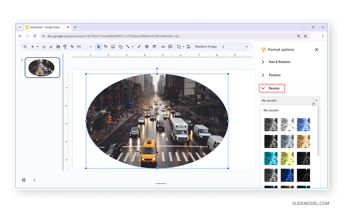 How to apply recolor effect in Google Slides