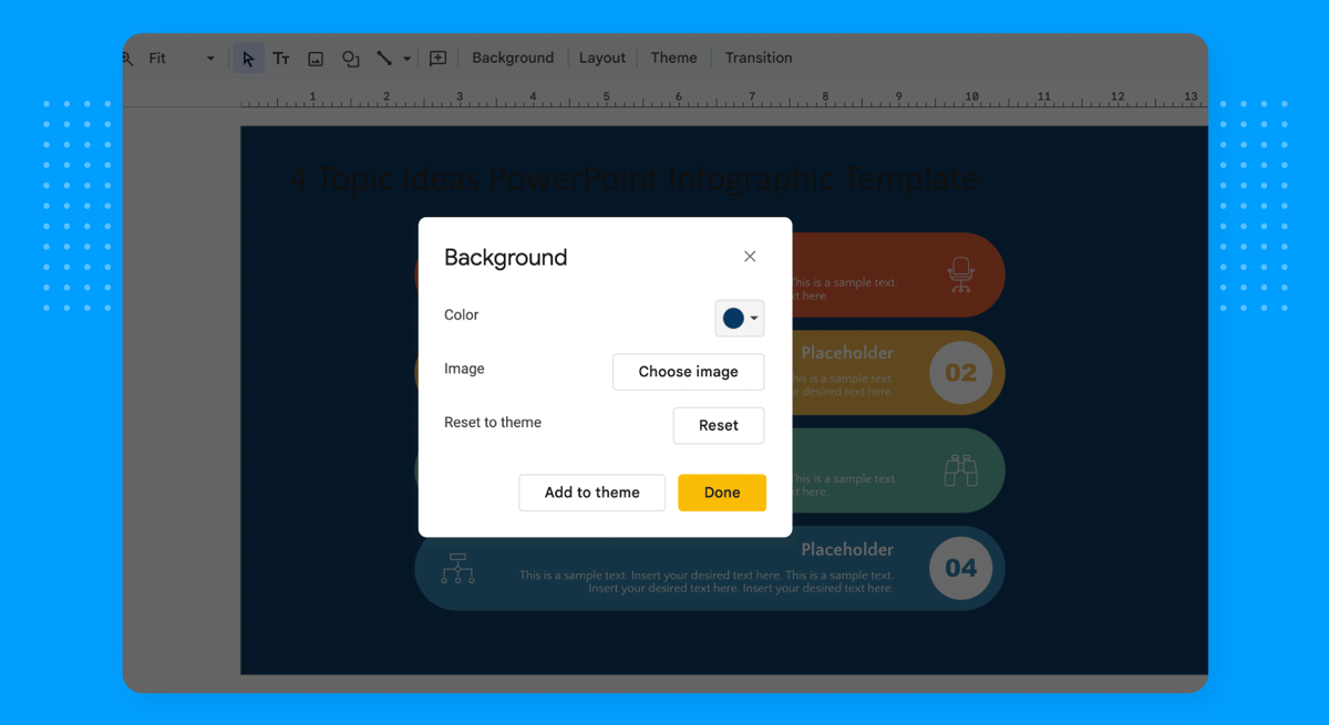 How to change background color for an infographic