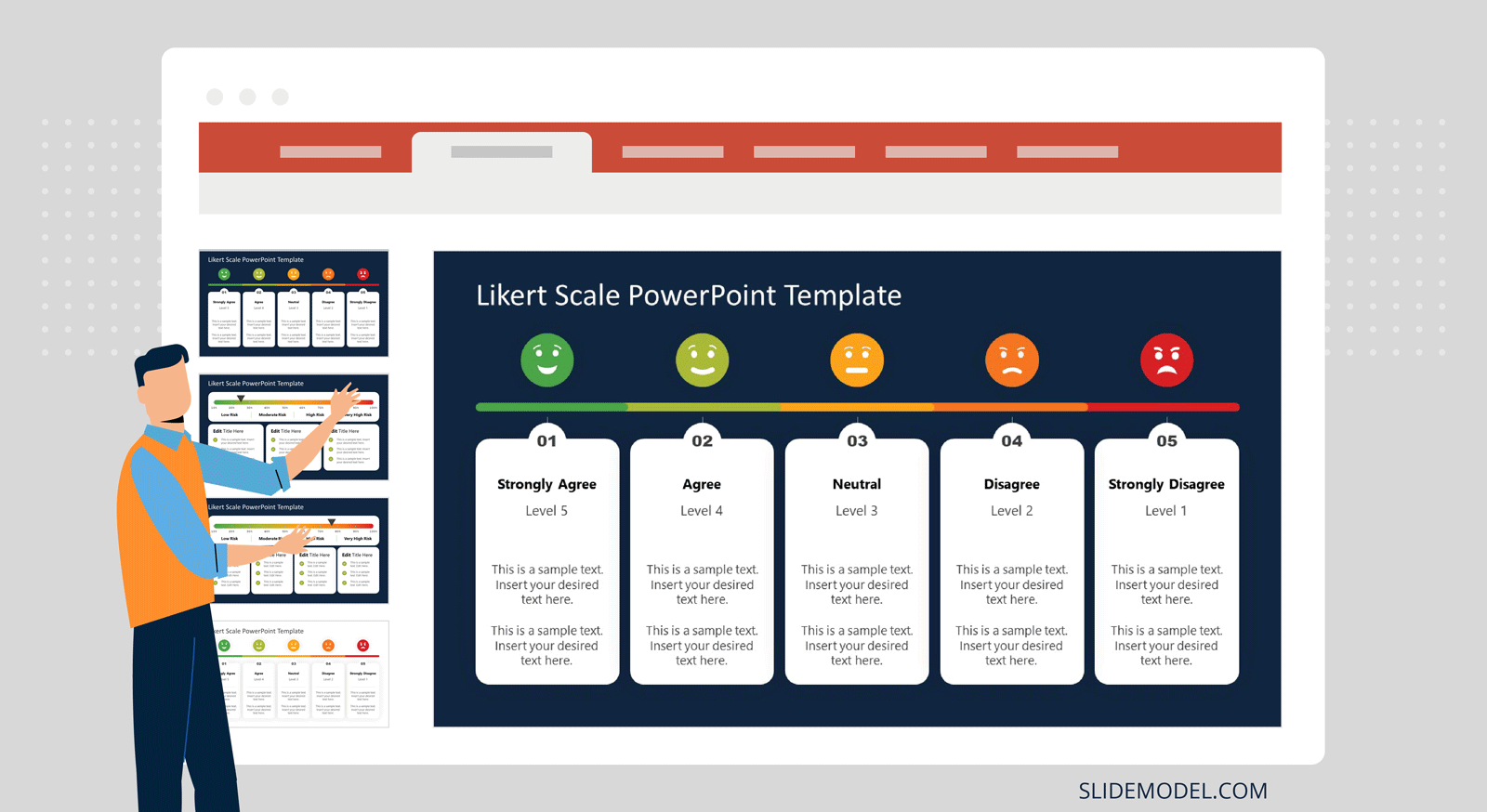 Exemple de diapositive de questionnaires avec échelle de Likert