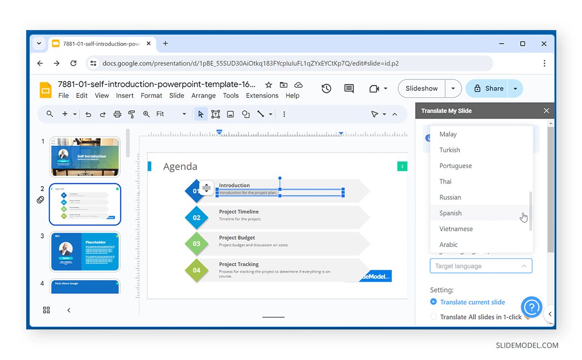 Slides Translator in Google Slides