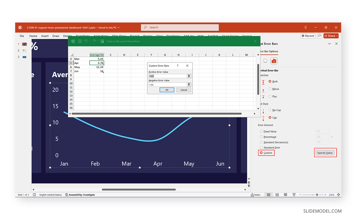 How to create custom error bars in PowerPoint