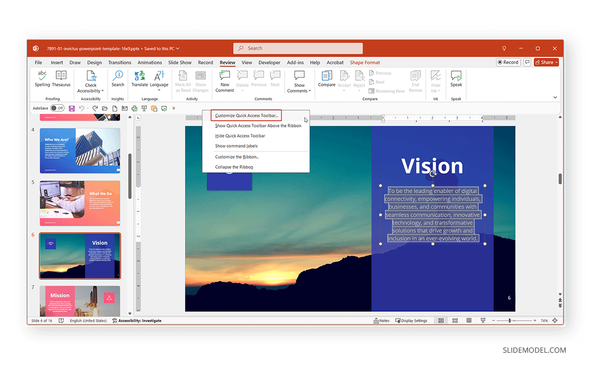 How to customize PowerPoint Quick Access Toolbar