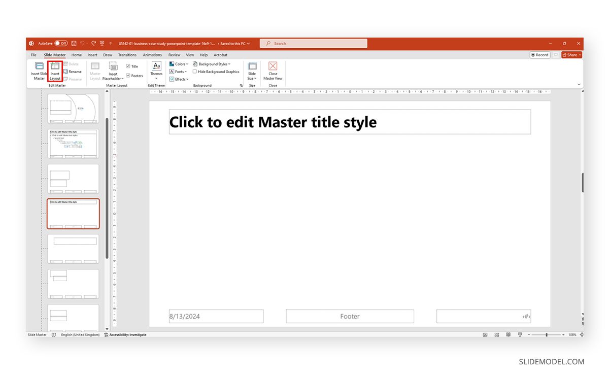 Insert Layout in PowerPoint's Slide Master