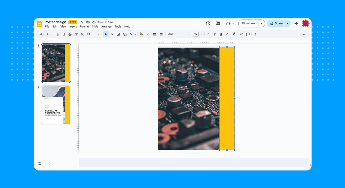 Inserting shapes in Google Slides poster