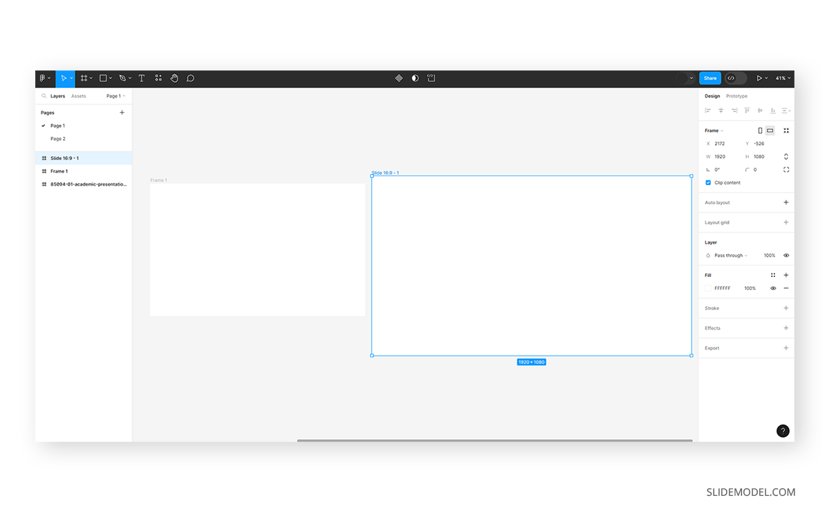 Figma frames default placement