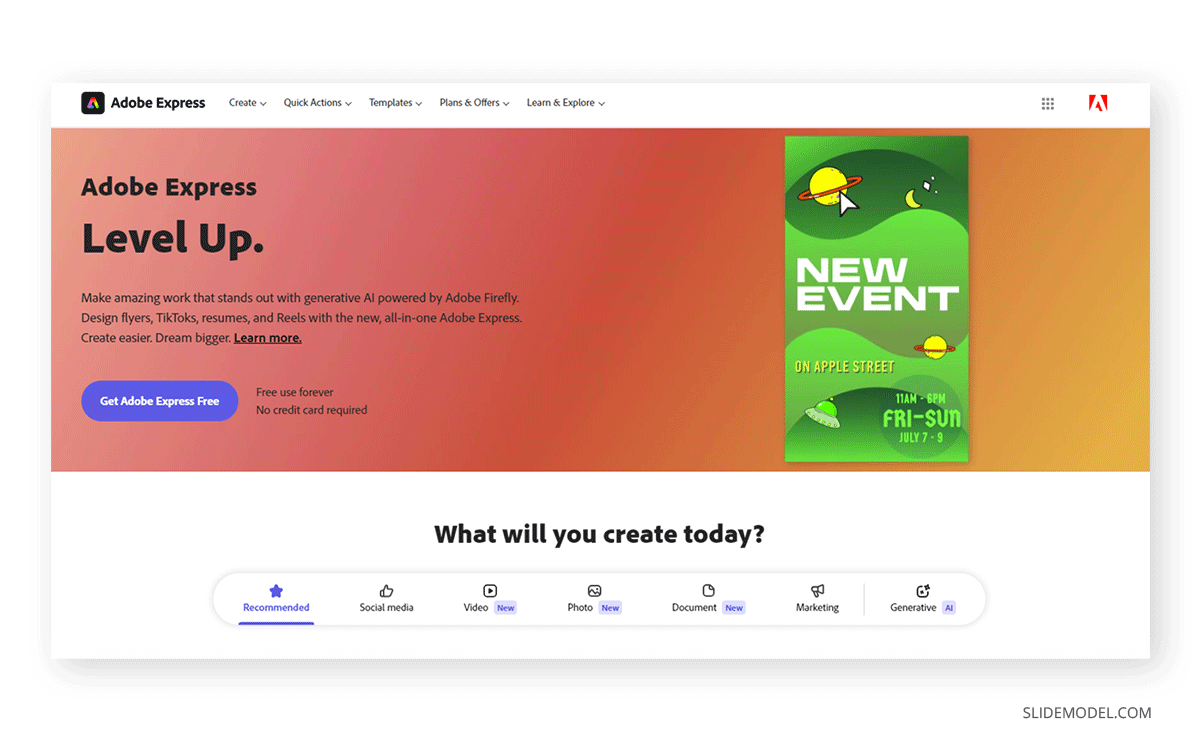 Adobe Express website