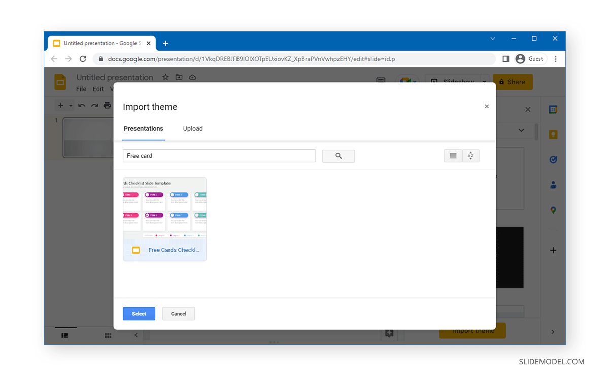 Importing a theme from Google Drive