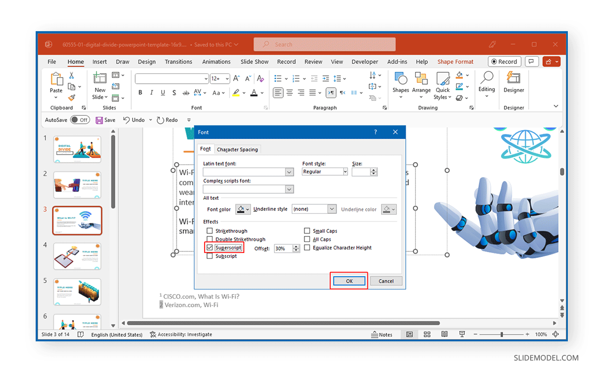 Font text options in PowerPoint