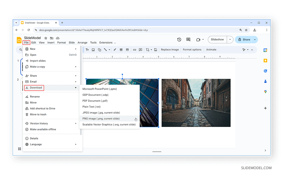 Download slide as an image in Google Slides