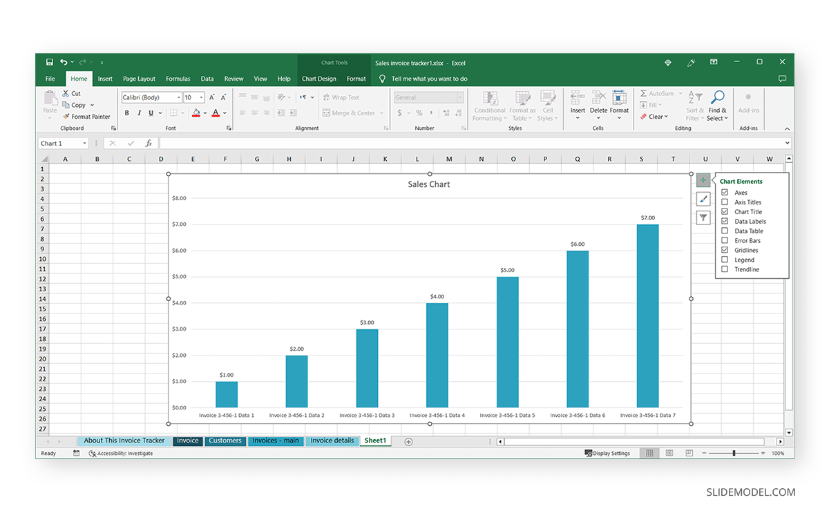 Chart elements in Microsoft Excel