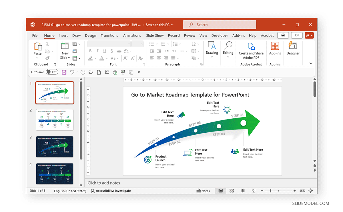 Go-to-Market Roadmap template slide variations