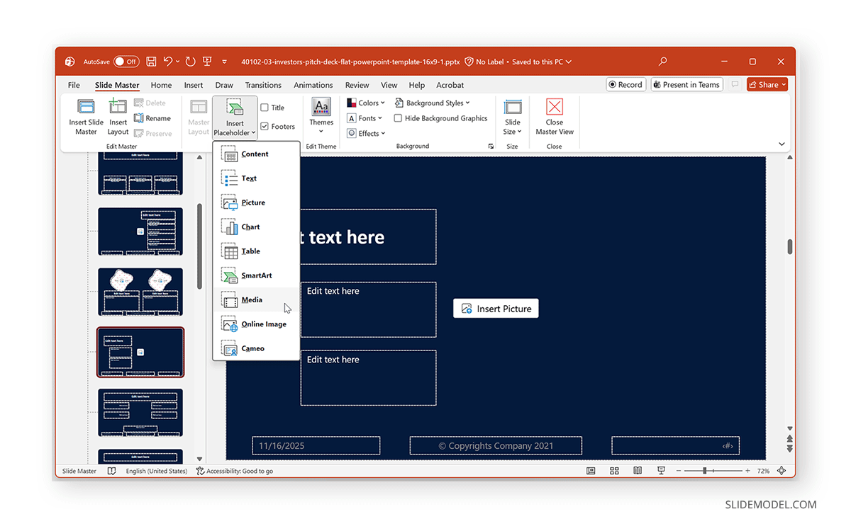 Insert placeholder from Slide Master