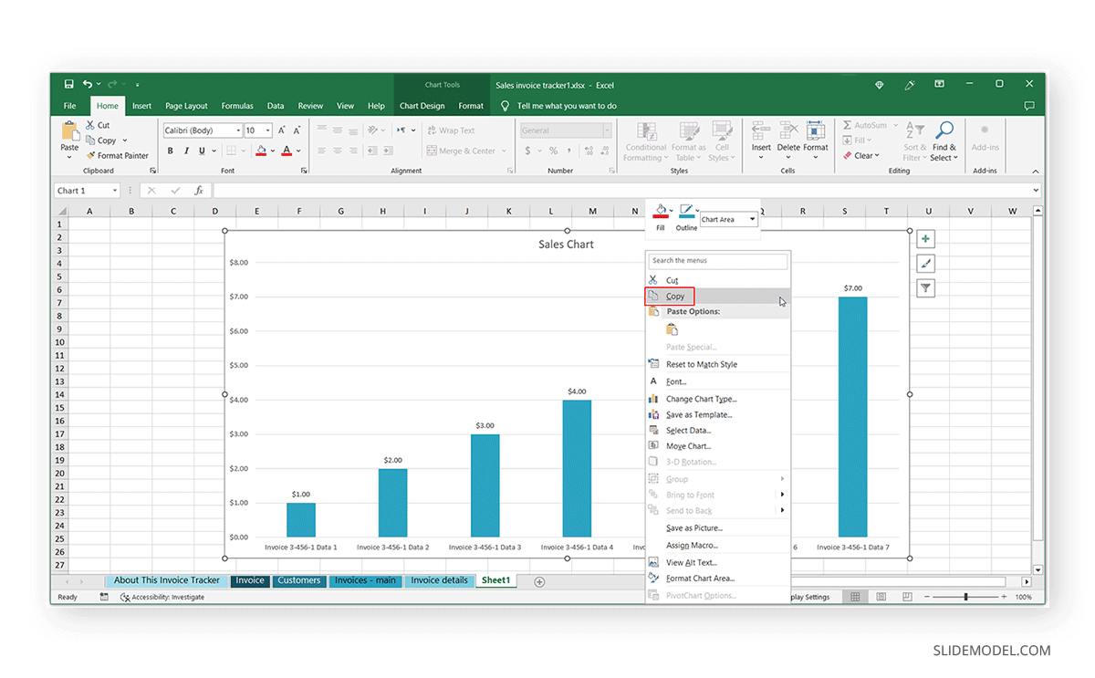 How to copy a Chart in Excel