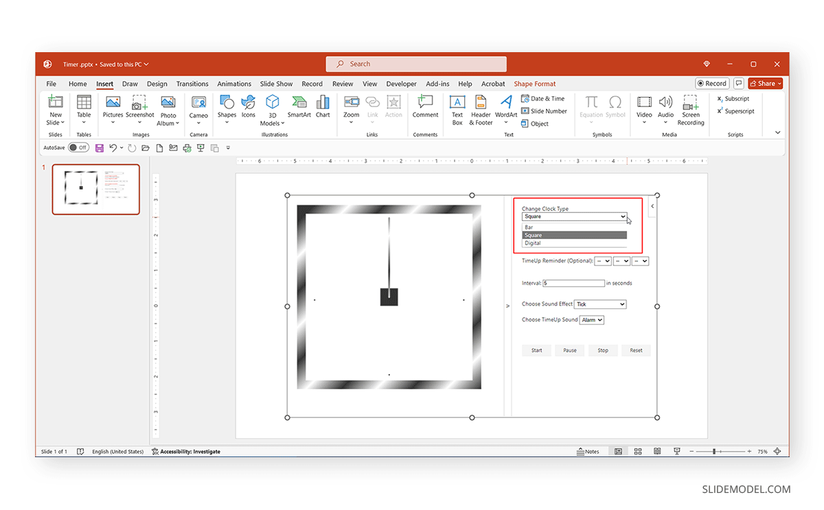 Basic settings in EasyTimer Add-in