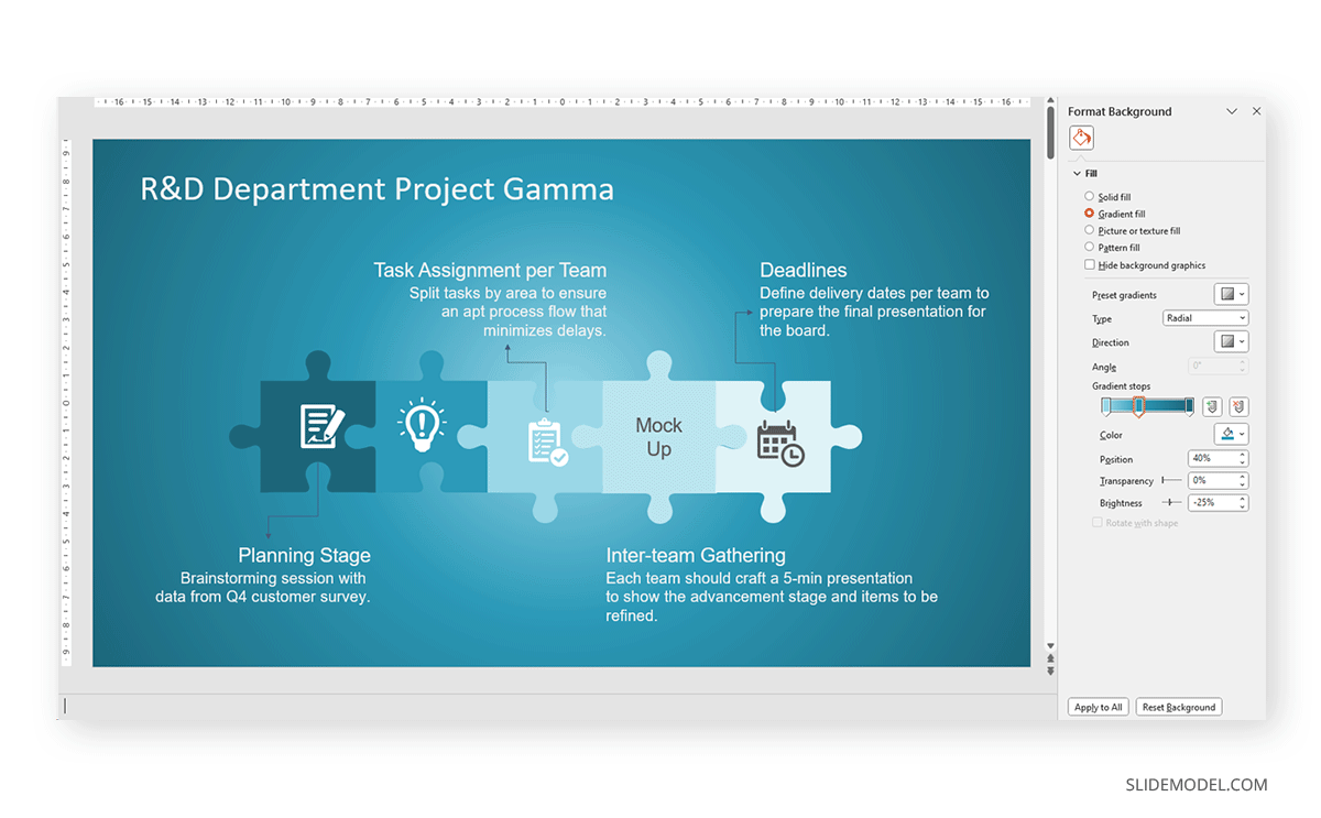 How to change background color in a puzzle PPT template