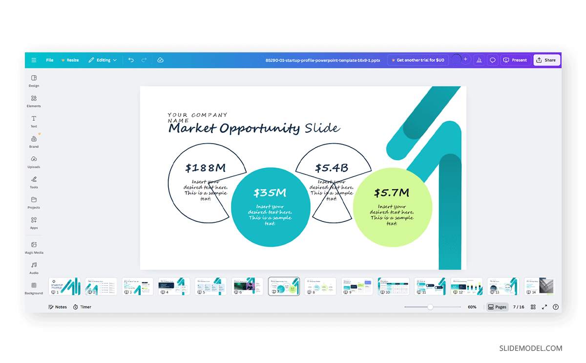 Canva presentation form PPT with broken shapes