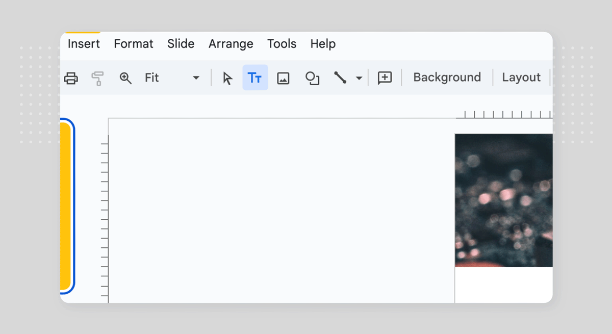 Activating the text tool in Google Slides