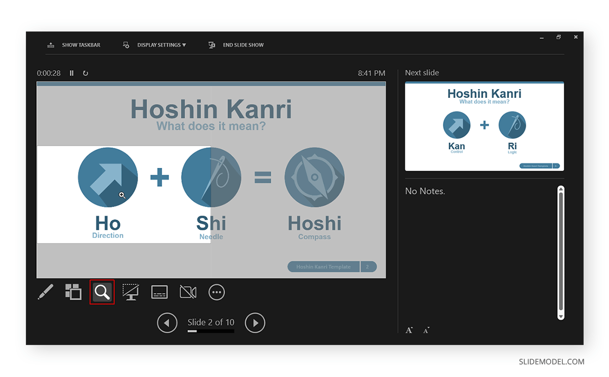 Zoom sur les diapositives en mode Présentateur dans PowerPoint