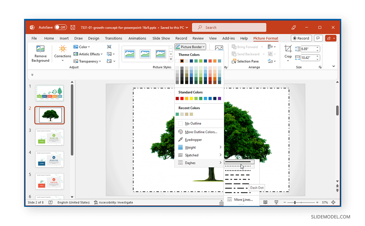 Sélection du style de format de forme à partir de la bordure d'image dans PowerPoint