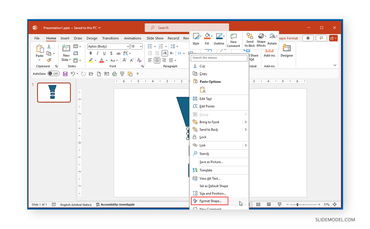 Accessing Format Shape in PowerPoint