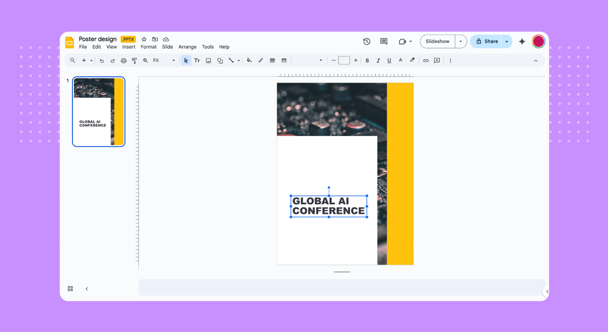 How to add a title to a Google Slides poster