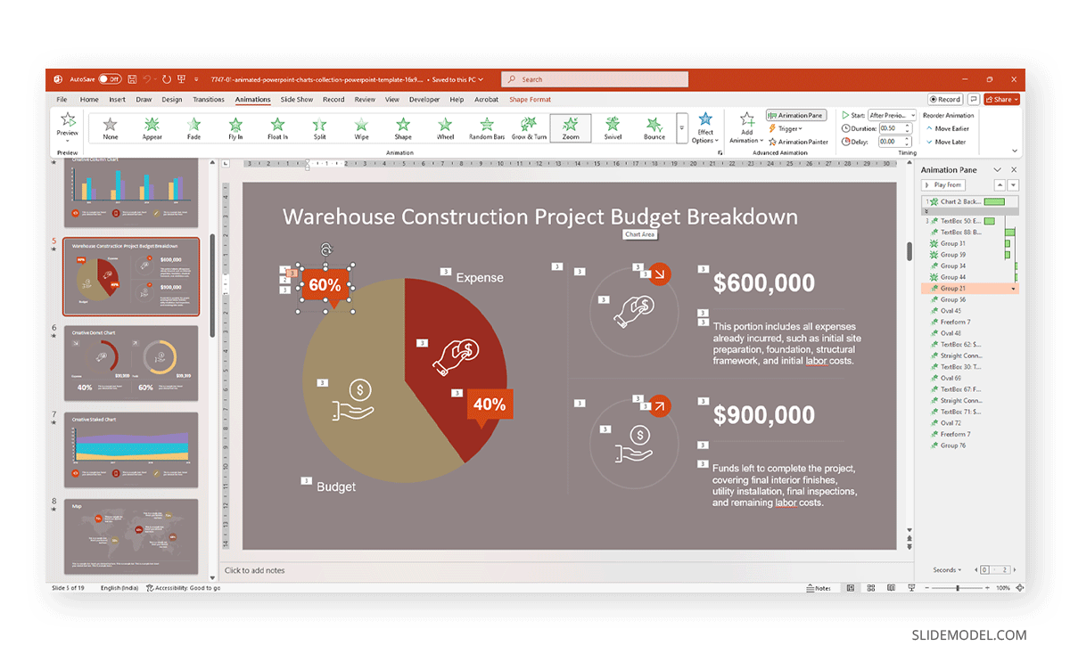 Working with animations in PowerPoint