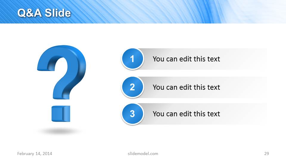 Q A Slide Design For Powerpoint With 3 Bullet Points Slidemodel