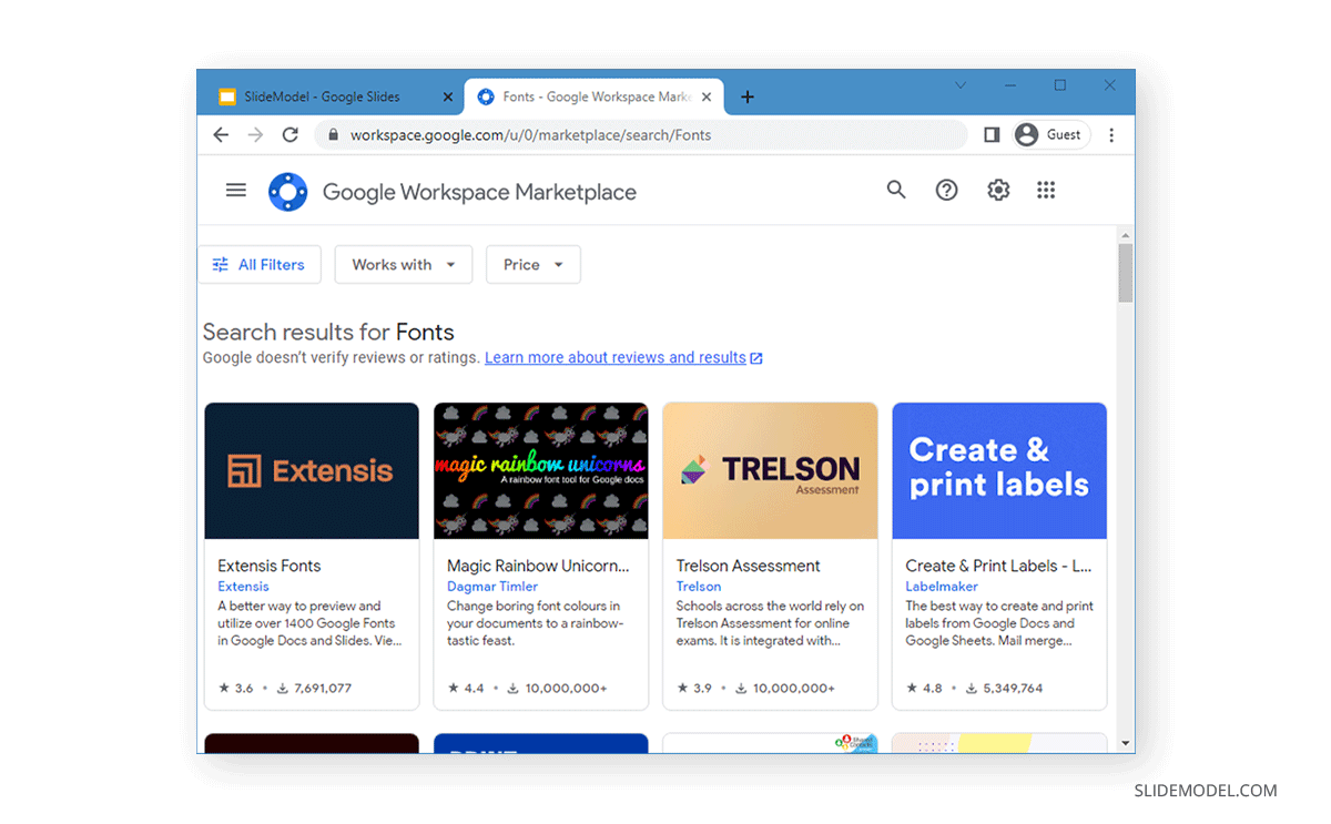 Get extension from Google Marketplace