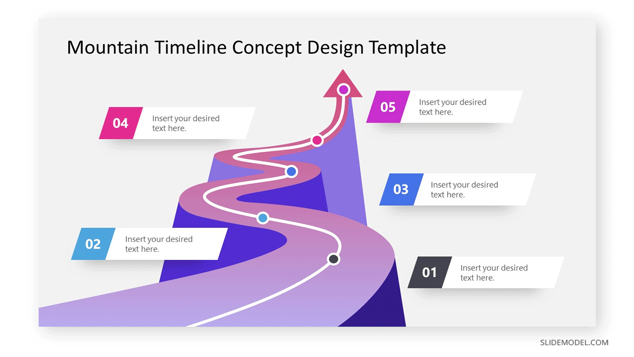 Mountain climbing metaphor PowerPoint timeline template