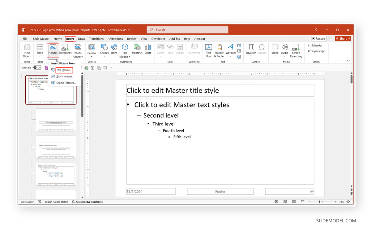 How to add a logo using Slide Master in PowerPoint