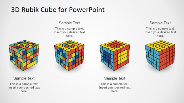 Four Steps Solving Rubik Puzzle PowerPoint Diagram