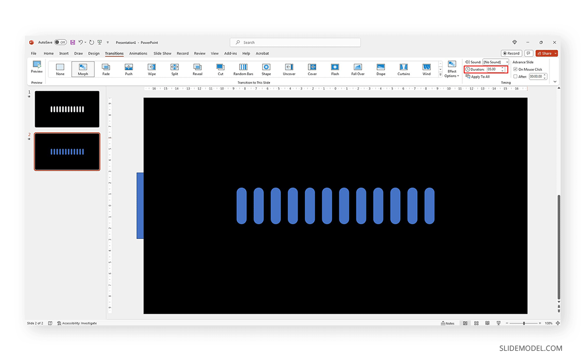 Morph transition efect PowerPoint