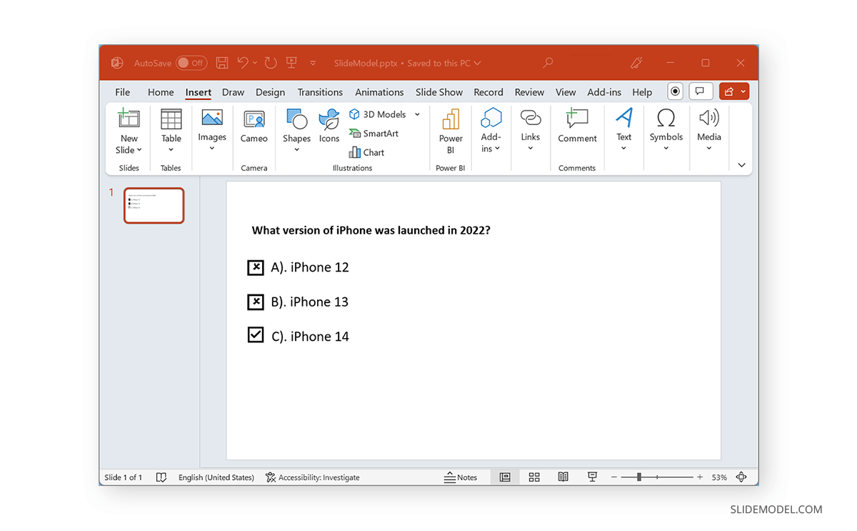 Create custom checkboxes in PowerPoint