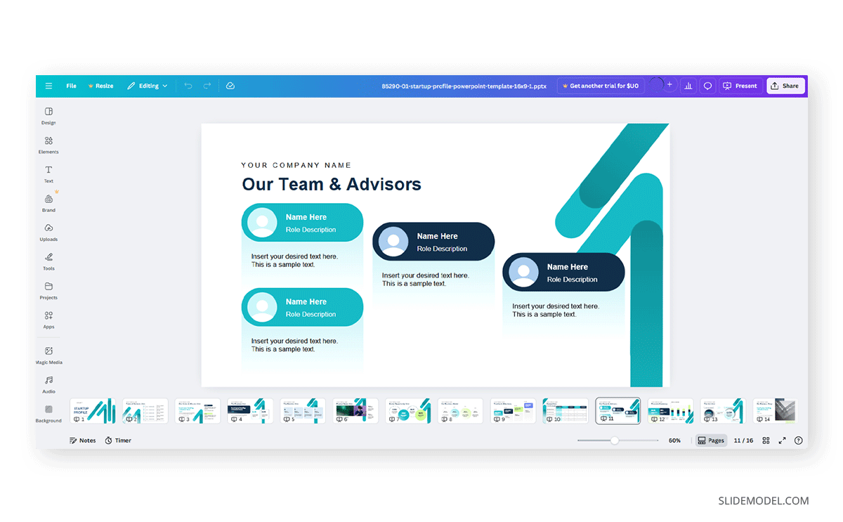 Fixed PPT template in Canva