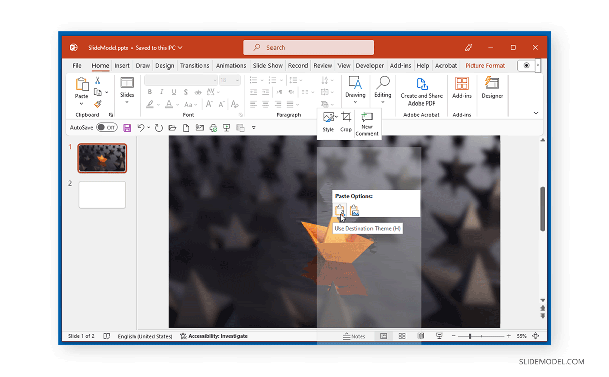 Paste image in PowerPoint