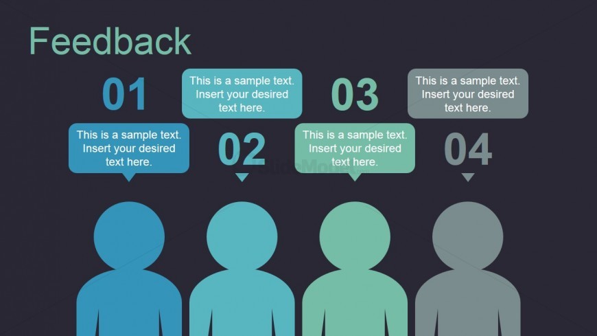 Feedback Slide Design with Four Customers Silhouette - SlideModel