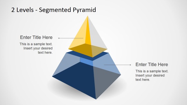 2 Levels Segmented 3D Pyramid Design for PowerPoint