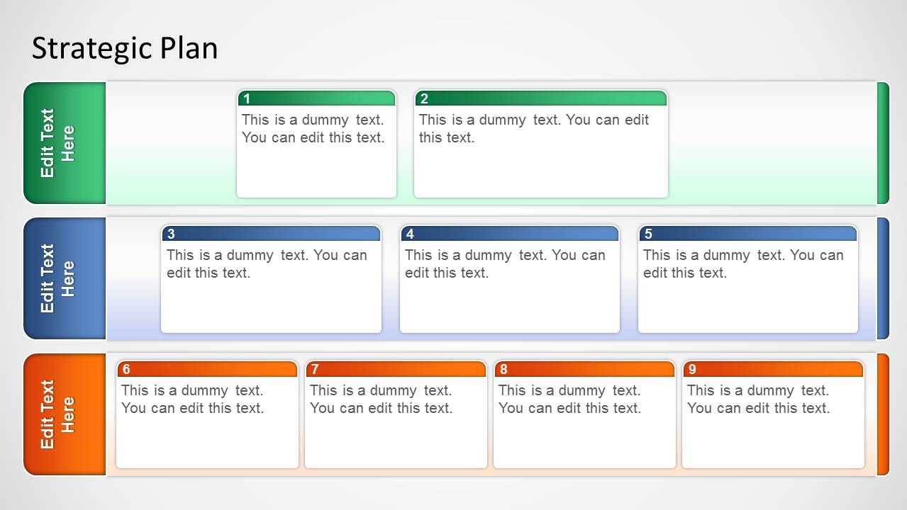 Three Horizontal Stages Strategy Board for PowerPoint - SlideModel Pertaining To legal department strategic plan template