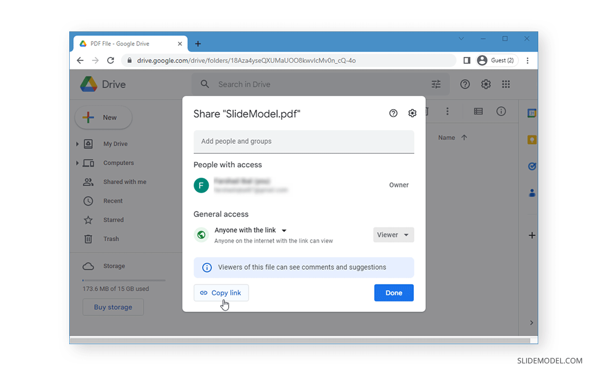 Modification de l'autorisation d'accès dans Google Drive