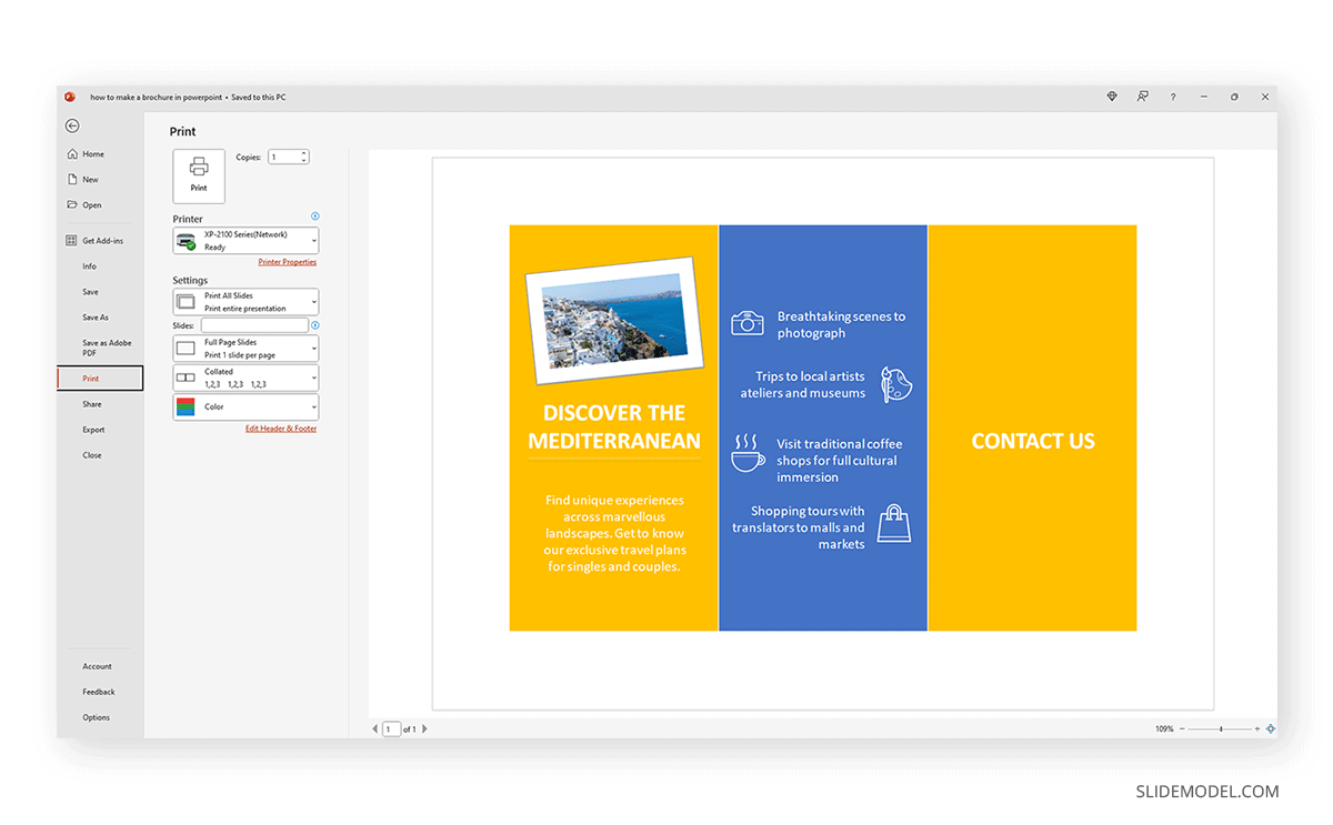 Print brochure in PowerPoint