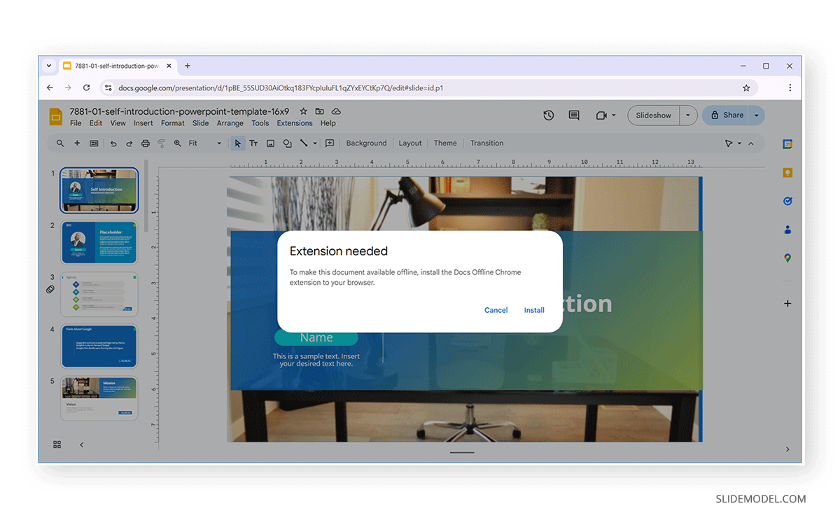 Trigger message for missing Google Docs Offline extension for Chrome