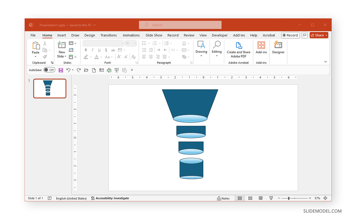 Example of a Funnel made with PowerPoint Shapes