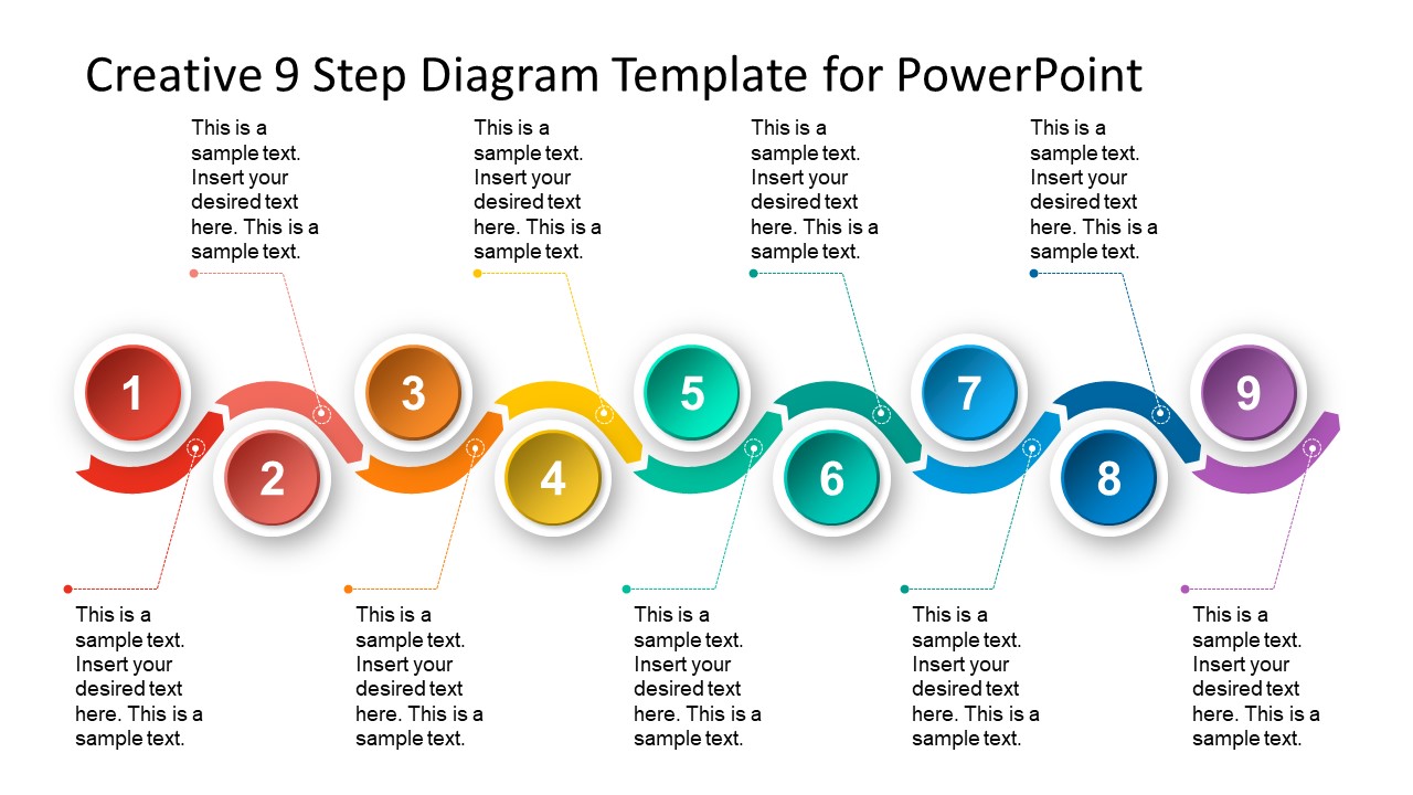 9 Steps Material Design Timeline Template - SlideModel