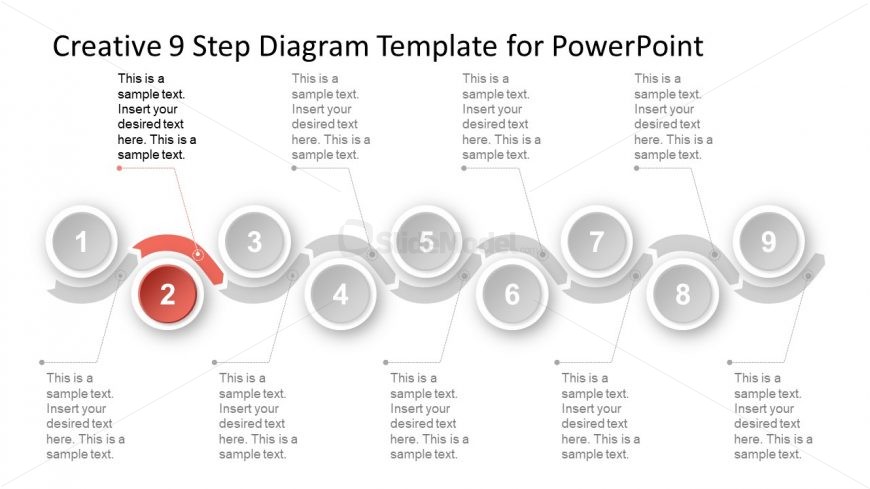 Slide of Timeline Diagram Curved Chevron
